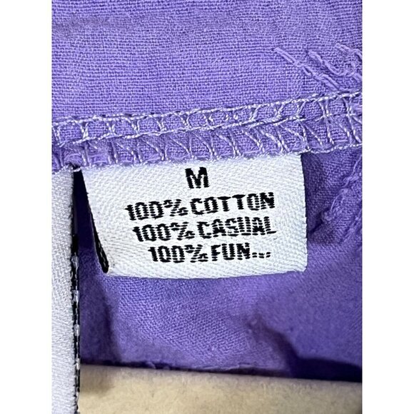 Cottonseed Top Women M Purple Floral Embroidery Retro 80s Neutral Hippie Classic - Picture 3 of 11